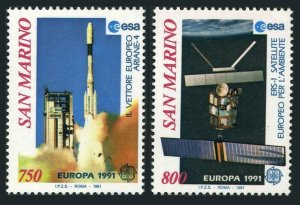 San Marino 1223-1224,MNH.Michel 1465-1466. EUROPE CEPT-1991.Ariane 4,ERS1.