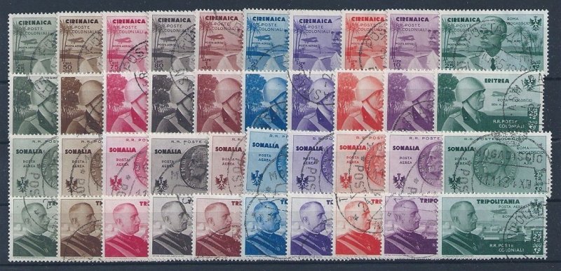 1934 COLONIAL TURNS, Rome-Mogadishu 40 values USED WITH FAVOR CANCELLATION