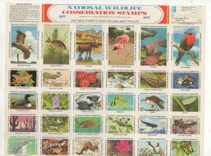 USA - National Wildlife Conservation Stamps 1977 Full Sheet of 36 - MNH