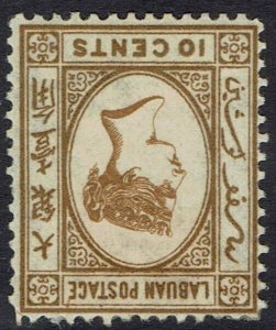 LABUAN 1883 QV 10C WMK CROWN CA INVERTED