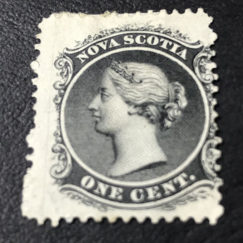 NOVA SCOTIA # 8a-MINT/HINGED-----BLACK---WHITE PAPER---1860-63(LOTA)