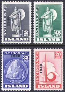 Iceland 1940 20a-2k Worlds fair OPT 1940 Scott 232-235 MNH Cat $300