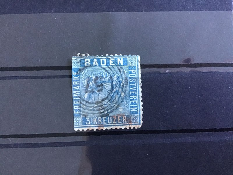 Baden  1860 SG16 used stamp R30117