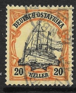 GERMAN EAST AFRICA SG38 1911 20h BLACK & RED ON YELLOW USED 