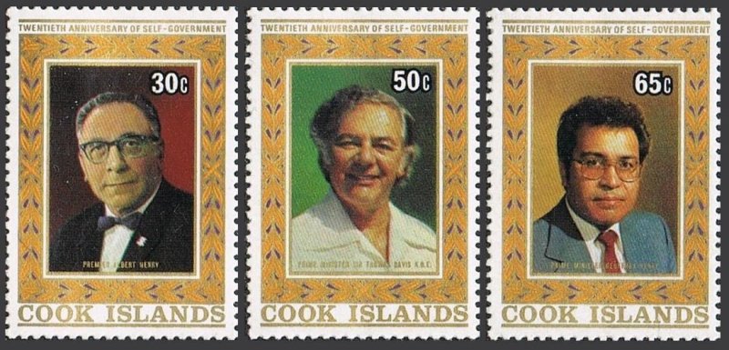 Cook Islands 876-878, MNH. Michel 1068-1070. Prime ministers, 1985.