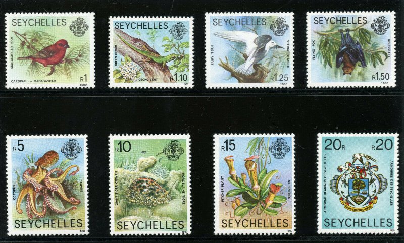 Seychelles 1981 QEII Definitives set complete MNH. SG 487-494. Sc 403A-403H.