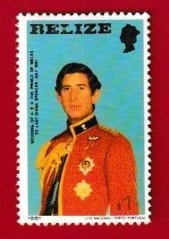 BELIZE SCOTT#552 1981 $1 PRINCE CHARLES IN MILITARY UNIFORM - MNG/H