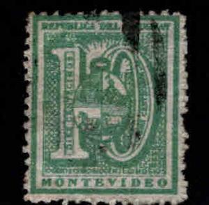 Uruguay Scott 36 Used perforate Numeral 10 1866