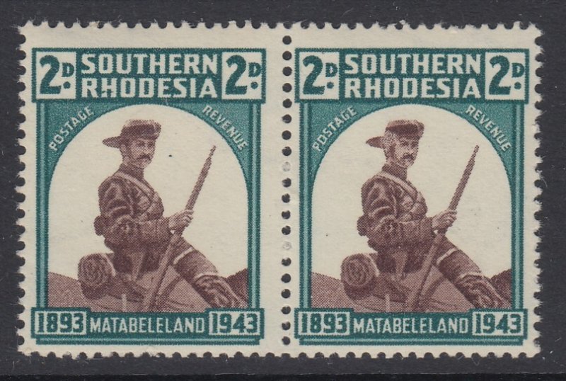 Southern Rhodesia, SG 61a, MNH pair Hat Brim Retouch variety