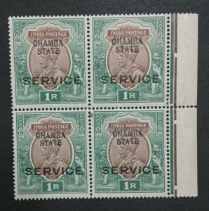 MOMEN: INDIA CHAMBA SG #  1914 BLOCK MINT OG NH LOT #198489-6050