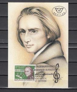 Austria, Scott cat. 1371. Composer Franz Liszt, Max. Card.