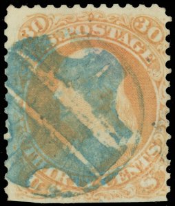 Scott #71, Used W Blue CIRCLED GEOMETRIC Unlisted Fancy Cancel! SCV $225.00+