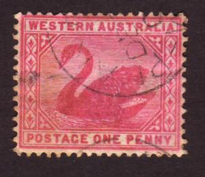 Western Australia 1890 Sc#62, SG#95 1d Red Swan Average Used.
