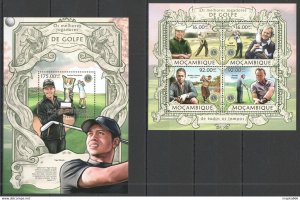 2013 Mozambique Sport Greatest Golf Players Tiger Woods Kb+Bl ** St2581