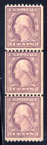 U.S. 489 F+ MNH Strp/3 SCV$32.50 (489-5) 