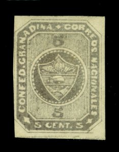 COLOMBIA 1860  Coat of Arms   5c gray lilac  Scott # 10 mint MH VF