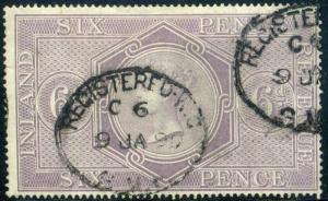 GB QV Fiscal: 1867 6d Lilac SG17 (L117) Postally Used