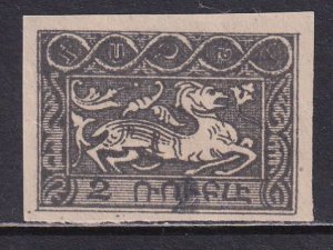Armenia Russia 1922 Sc 362 2(k) Blk Handstamp on 2r IMP Dp Grey Variety Stamp MH