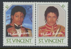 St. Vincent  SC# 896a-b  MNH Michael Jackson se-tenant pair 1985 see detail &...
