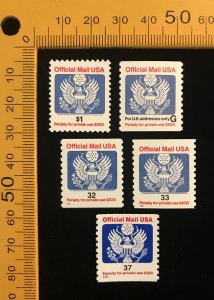 O151 to O159, MNH, F/VF,  partial set of 5