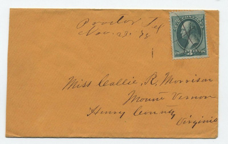 1878 Proctor TX manuscript postmark on 3ct banknote cover [JP.132] 