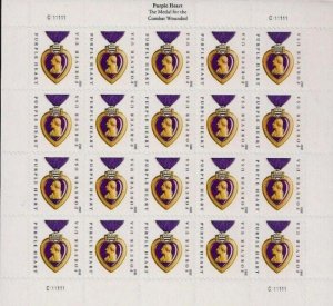 2012 45c Purple Heart, Special Issue, Sheet of 20 Scott 4704 Mint F/VF NH