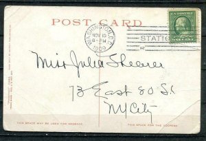 USA 1909 Color Postal Card Used Franked  1c New Union Station Washington 9906