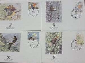 D)1989, SAN VICENTE, SET OF 4 FIRST DAY COVERS, ISSUE, WORLD NATURE PROTECTIO