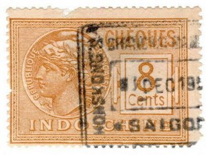 (I.B) France Colonial Revenue : Indo-China Cheques 8c