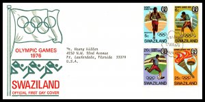 Swaziland 265-268 Summer Olympics Typed FDC