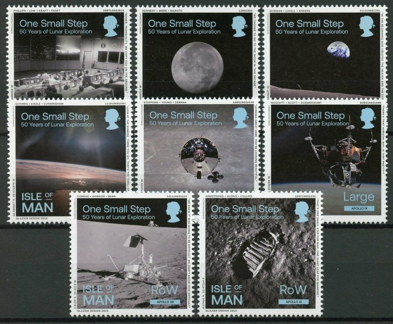 Isle of Man IOM 2019 MNH One Small Step Moon Landing 8v Set Space Stamps