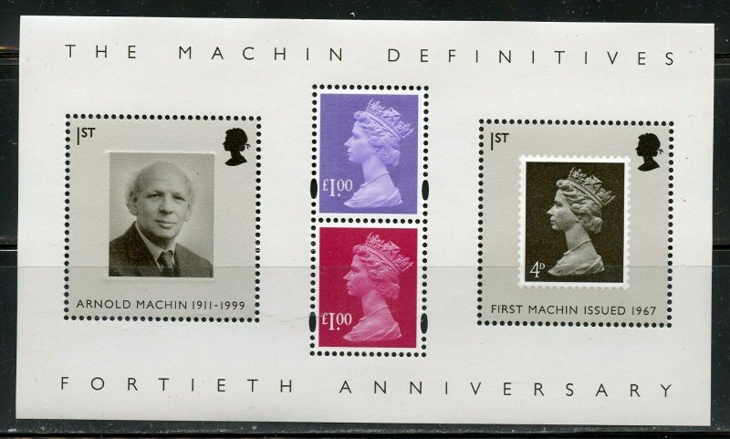 GREAT BRITAIN SCOTT# 2471 40th ANN OF THE MACHIN DEFIN SOUVENIR SHEET MINT NH 