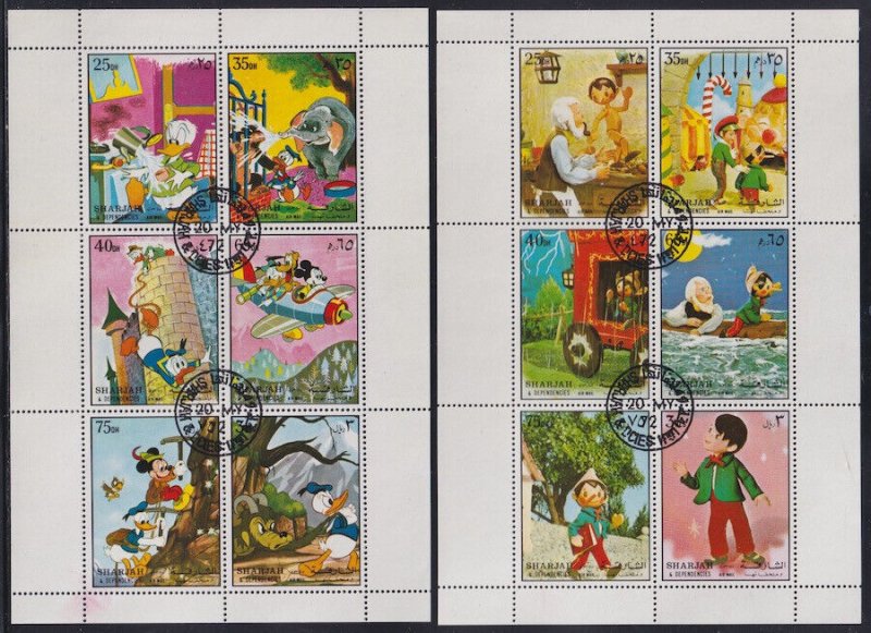 SHARJAH M#1083-90 CPL MNH SET of  8 BLKS of 4,ALL DIFFERENT DISNEY, UNAUTHORIZED
