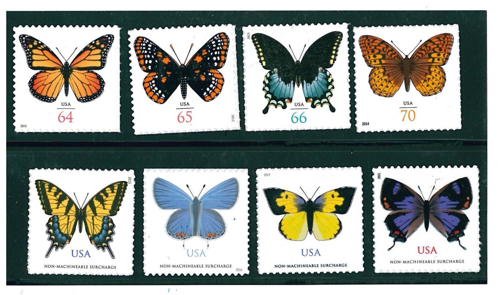 US Non-Machineable Rate Butterflies - Set of 4 Single Stamps 4999 5346 5136  5568