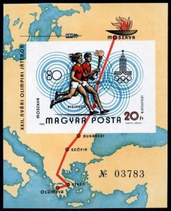 Hungary C418-C424,C425 imperf,MNH. Mi 3433B-3339B,Bl.142B. Olympics Moscow-1980.