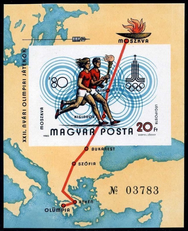 Hungary C418-C424,C425 imperf,MNH. Mi 3433B-3339B,Bl.142B. Olympics Moscow-1980.