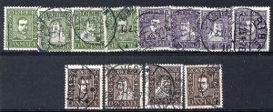 DENMARK 1924 Scott 164-75 Complete used set fvf