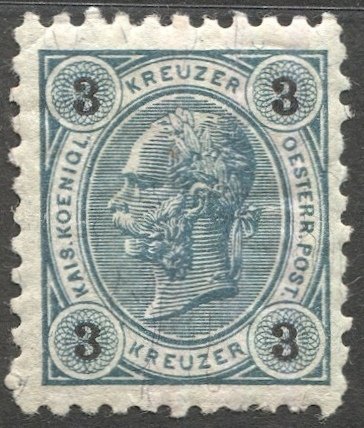 AUSTRIA 1890 3kr gray green, Sc 53, MLH, perf 10-1/2, F-VF