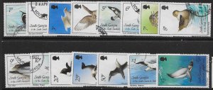 S.GEORGIA & S.SANDWICH IS. SG161/75 1987 BIRDS DEFINITIVE SET USED