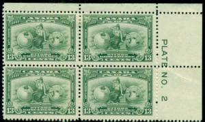 CANADA #194, 13¢ green, Plate No. Block of 4, og, 2NH/2H, Unitrade $120.00+