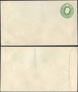 ES69 KGV 1/2d Green Post Office Issued Envelope Size G Flap at Right Mint