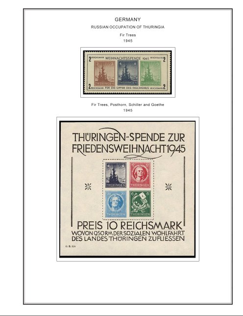 OCCUPIED GERMANY STAMP ALBUM PAGES 1945-1949 (50 color illustrated pages)