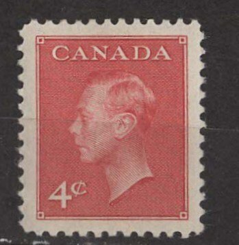 Canada # 292 George VI  -4c Postage/Postes' omitted  (1) Unused VLH