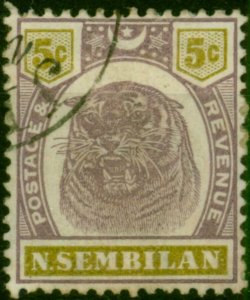 Negri Sembilan 1897 5c Dull Purple & Olive-Yellow SG8 Fine Used