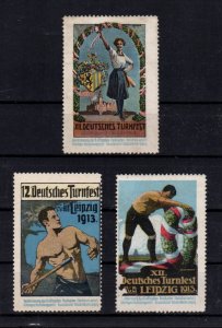 German Advertising Stamps - 1913 German Gymnastics Festival, Leipzig Group of 3