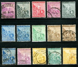 Cape of Good Hope #18/#52 1864-1898 1/2P-11 Assrted Seated Hope Issues Most Used