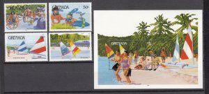 Z2981 1985 grenada set mh + mnh s/s #1275-9 sports