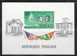 Togo Scott 437a MNHOG Imperf S/S - 1962 Togo Presidential Visit to US-SCV $5.50