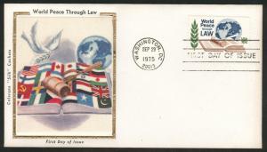 1576 FDC World Peace Law on COLORANO SILK Cache U/A