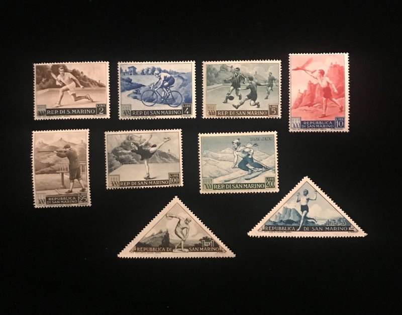 San Marino, Scott 327-334 & C90, MH, complete set of 9